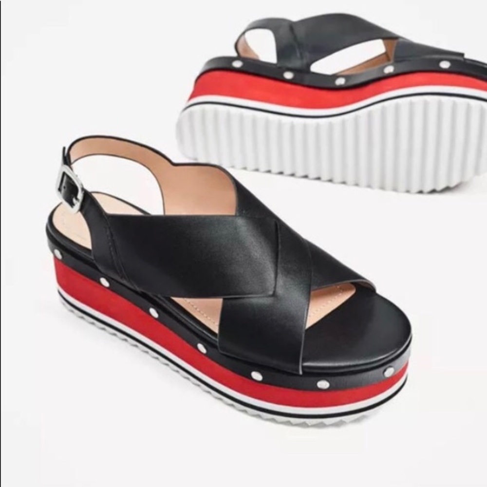 Zara Studded Platform Wedge Sandal